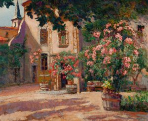 French Courtyard by Victor Charreton Oil Painting