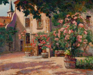 French Courtyard by Victor Charreton Oil Painting