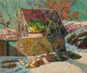 La cabane a Jassat, Auvergne, effet de soleil sur neige by Victor Charreton Oil Painting