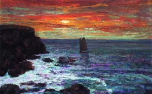 Sailboat at Sunset by Victor Charreton - Oil Painting Reproduction