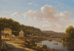 A View Of The Seine And The Coteaux De Suresnes by Victor De Grailly Oil Painting