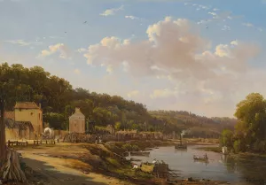 A View Of The Seine And The Coteaux De Suresnes Oil painting by Victor De Grailly