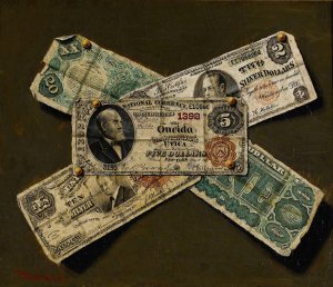 American Paper Currency by Victor Dubreuil Oil Painting