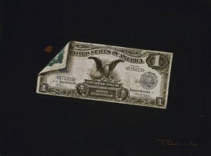 One Dollar Silver Certificate by Victor Dubreuil Oil Painting