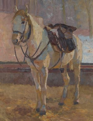 Schimmel unterm Sattel by Victor Eckhardt Von Eckhardsburg Oil Painting