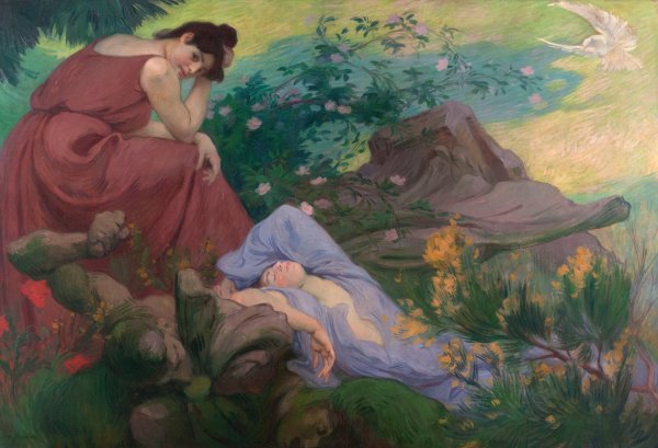 Sejour de paix et de joie; meditation  by Victor Emile Prouve - Hand-Painted Oil Painting Reproduction