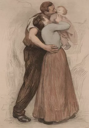 The Kiss by Victor Emile Prouve Oil Painting