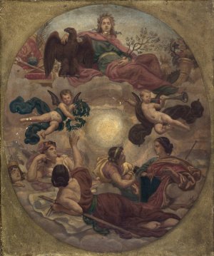 L'Empire couronnant les arts by Victor-Francois-Eloi Biennourry Oil Painting