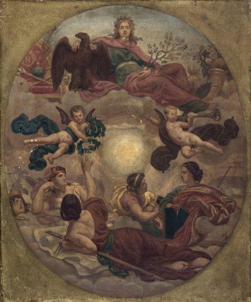 L'Empire couronnant les arts by Victor-Francois-Eloi Biennourry - Hand-Painted Oil Painting Reproduction
