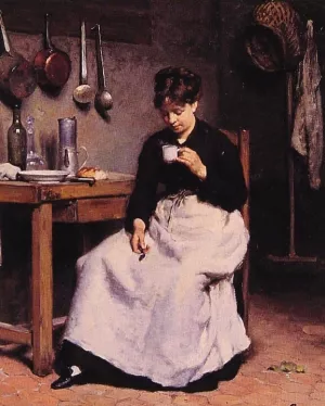 A Cup of Coffee Oil painting by Victor Gabriel Gilbert