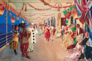 A Masked Ball on a Ship by Victor Gabriel Gilbert Oil Painting