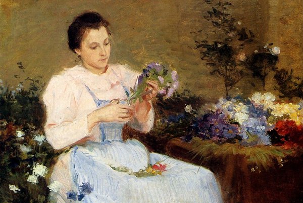 Main Product Photo of Arranging Flowers For A Spring Bouquet Painting by Victor Gabriel Gilbert