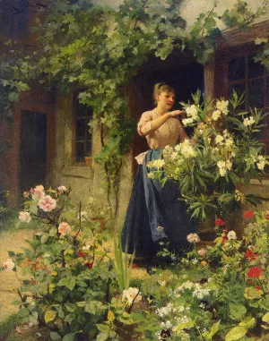Gardening painting by Victor Gabriel Gilbert