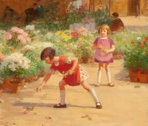 Gathering Flowers by Victor Gabriel Gilbert Oil Painting