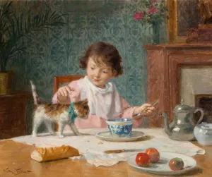 Jeune fille au chat by Victor Gabriel Gilbert Oil Painting