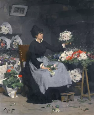 La marchande de fleurs by Victor Gabriel Gilbert Oil Painting