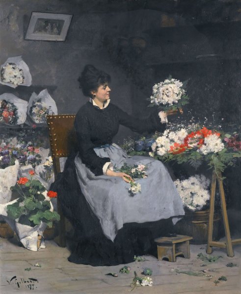 Main Product Photo of La marchande de fleurs  Painting by Victor Gabriel Gilbert