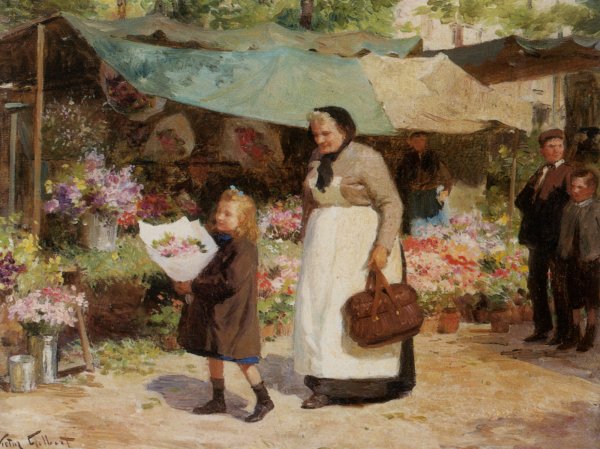Main Product Photo of Le Marche aux Fleurs Painting by Victor Gabriel Gilbert
