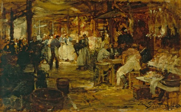 Main Product Photo of Le marche de la Madeleine  Painting by Victor Gabriel Gilbert