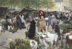 Le marche des fleurs by Victor Gabriel Gilbert Oil Painting