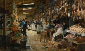 Le marche parisien by Victor Gabriel Gilbert Oil Painting