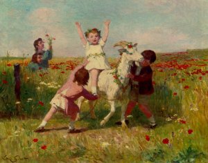 New Tricks by Victor Gabriel Gilbert Oil Painting