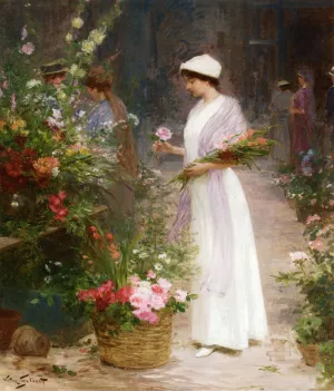 Picking Flowers by Victor Gabriel Gilbert Oil Painting