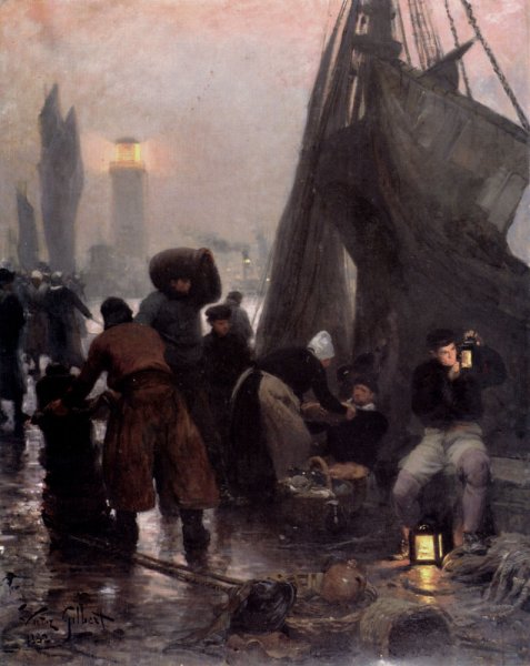 Main Product Photo of Preparing for Departure, London Painting by Victor Gabriel Gilbert