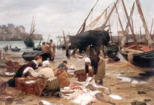 Sorting the Fish by Victor Gabriel Gilbert Oil Painting
