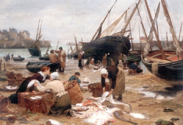 Main Product Photo of Sorting the Fish Painting by Victor Gabriel Gilbert