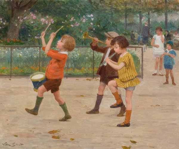 Main Product Photo of The Children's Band Painting by Victor Gabriel Gilbert