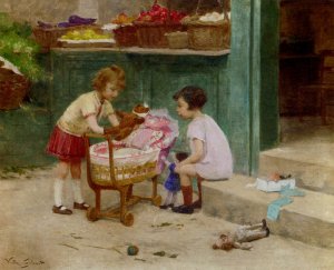 The Favourite Teddy Bear by Victor Gabriel Gilbert Oil Painting
