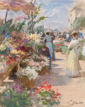 The Flower Market by Victor Gabriel Gilbert Oil Painting