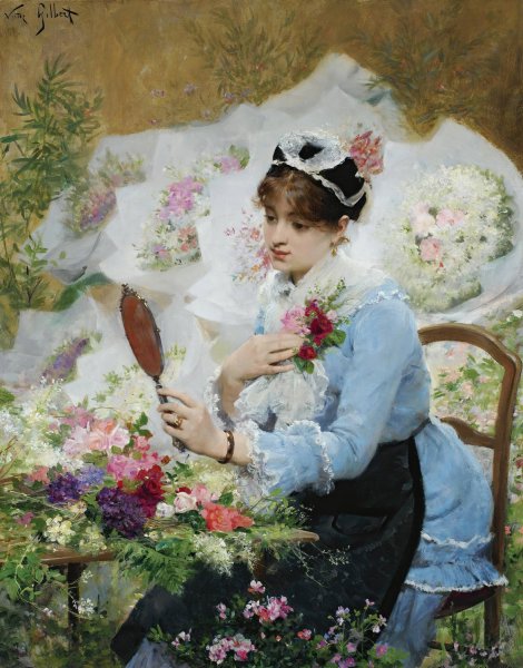 Main Product Photo of The Flower Seller Painting by Victor Gabriel Gilbert