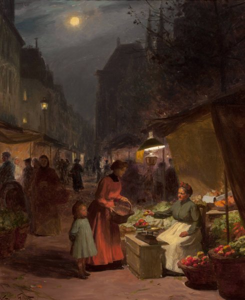 Main Product Photo of The Fruit Seller Painting by Victor Gabriel Gilbert