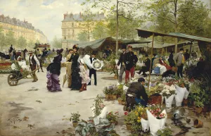 The Lower Market, Paris by Victor Gabriel Gilbert Oil Painting