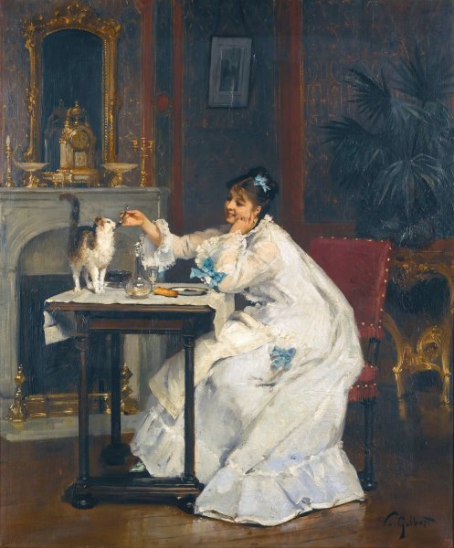 Main Product Photo of Un repas a deux Painting by Victor Gabriel Gilbert
