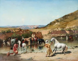At the Wadi by Victor Huguet At the Wadi by Victor Huguet Oil Painting