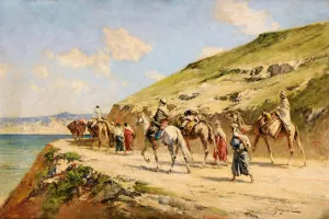 Cavaliers On A Path by Victor Huguet Cavaliers On A Path by Victor Huguet Oil Painting