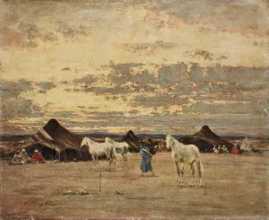 Settlement At Dawn by Victor Huguet Settlement At Dawn by Victor Huguet Oil Painting