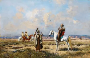 The Falconers by Victor Huguet The Falconers by Victor Huguet Oil Painting