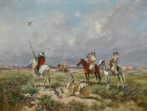 The Falconers by Victor Huguet Oil Painting