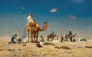 Travellers in the desert by Victor Huguet Travellers in the desert by Victor Huguet Oil Painting
