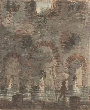 Ruine van een antiek badhuis by Victor-Jean Nicolle Oil Painting