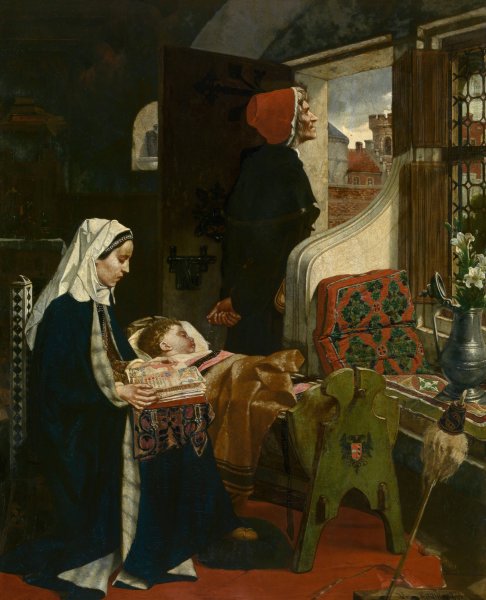 Johanna van der Gheynst with her Child in the Cradle  by Victor Lagye - Hand-Painted Oil Painting Reproduction