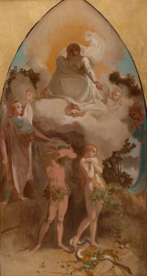 Adam et Eve chasses du paradis by Victor-Louis Mottez Oil Painting