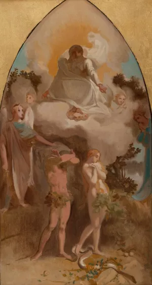 Adam et Eve chasses du paradis by Victor-Louis Mottez Oil Painting