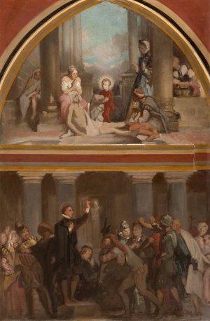 L'Enfance de Saint Francois de Sales - Saint Francois de Sales prechant les heretiques du Chablais by Victor-Louis Mottez Oil Painting