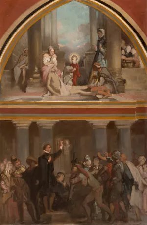 L'Enfance de Saint Francois de Sales - Saint Francois de Sales prechant les heretiques du Chablais by Victor-Louis Mottez Oil Painting