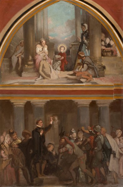 Main Product Photo of L'Enfance de Saint Francois de Sales - Saint Francois de Sales prechant les heretiques du Chablais  Painting by Victor-Louis Mottez